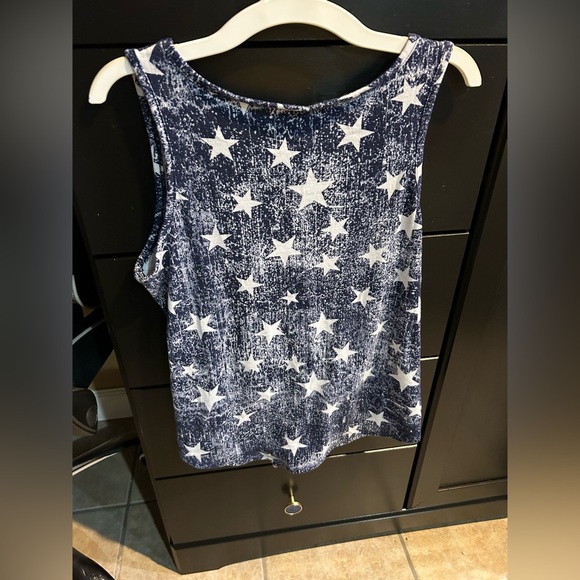 Tie Front printed tank in Blue and white stars - Picture 3 of 3